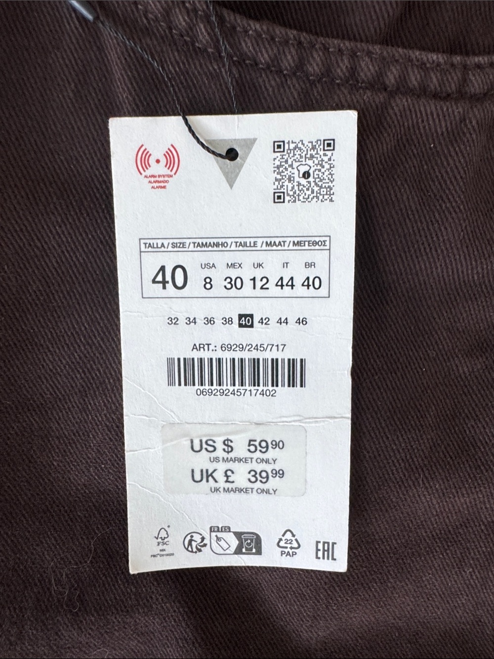 🌼Zara🌼 NWT Brown High-Rise Relaxed Wide Leg Jeans, Size 8 - Picture 3 of 8